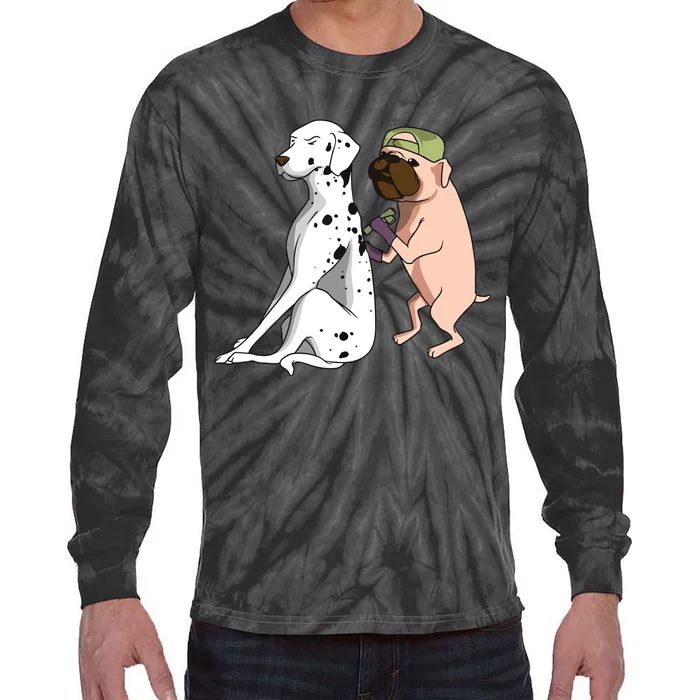 Dalmatian Tattoo Dog Lover Funny Pug Cute Dogs Tie-Dye Long Sleeve Shirt