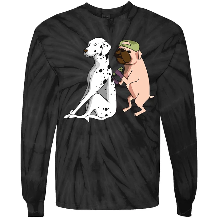 Dalmatian Tattoo Dog Lover Funny Pug Cute Dogs Tie-Dye Long Sleeve Shirt