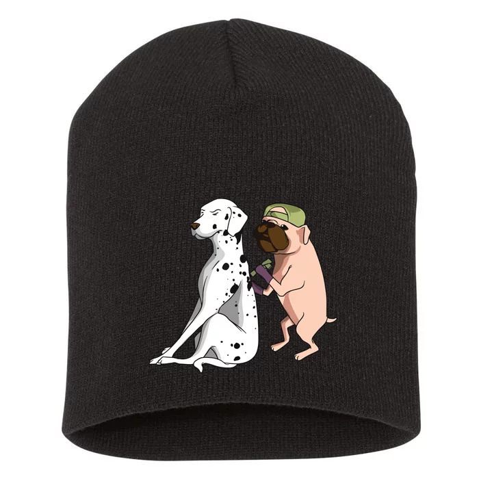 Dalmatian Tattoo Dog Lover Funny Pug Cute Dogs Short Acrylic Beanie