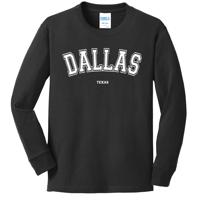 Dallas Texas Kids Long Sleeve Shirt