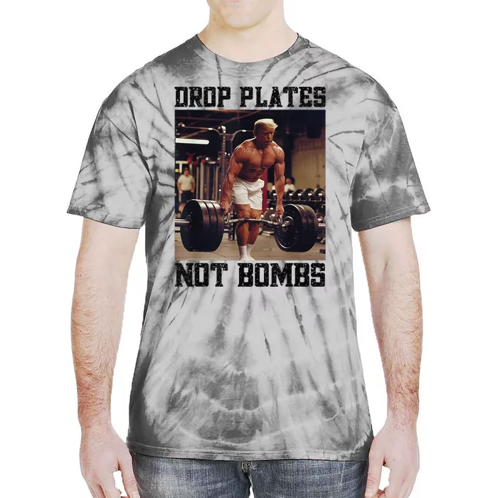 Donald Trump Drop Plates Not Bombs Swole Muscular Trump Gym Tie-Dye T-Shirt