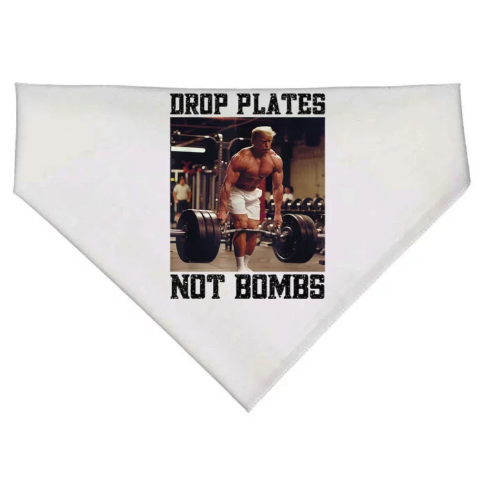 Donald Trump Drop Plates Not Bombs Swole Muscular Trump Gym USA-Made Doggie Bandana