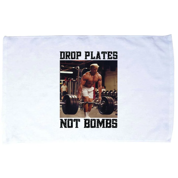 Donald Trump Drop Plates Not Bombs Swole Muscular Trump Gym Microfiber Hand Towel