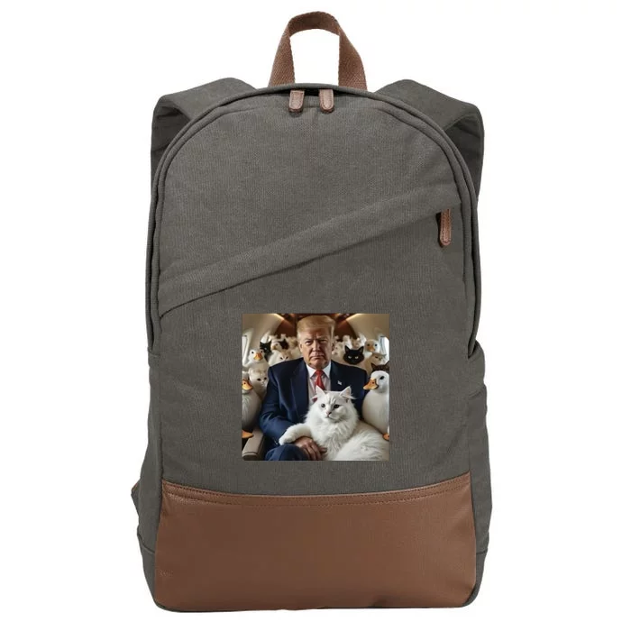 Donald Trump Duck Cat Vote 2024 Cotton Canvas Backpack