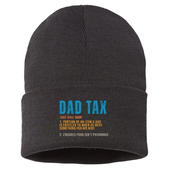 Dad Tax Definition Funny Fathers Day Sustainable Knit Beanie