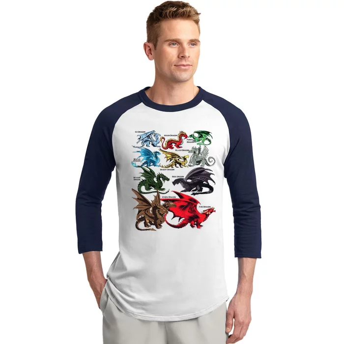 Dragon Types Dragon Lovers Dragons Baseball Sleeve Shirt