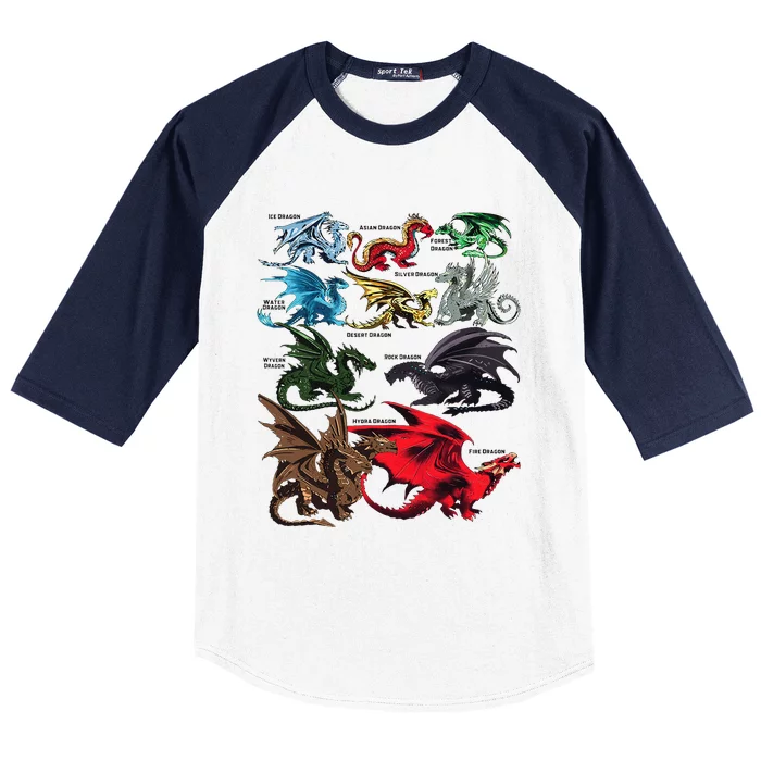 Dragon Types Dragon Lovers Dragons Baseball Sleeve Shirt