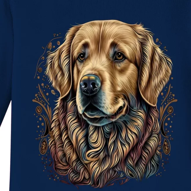 Dog Trainer Dala Art Golden Retriever Gift Baby Long Sleeve Bodysuit