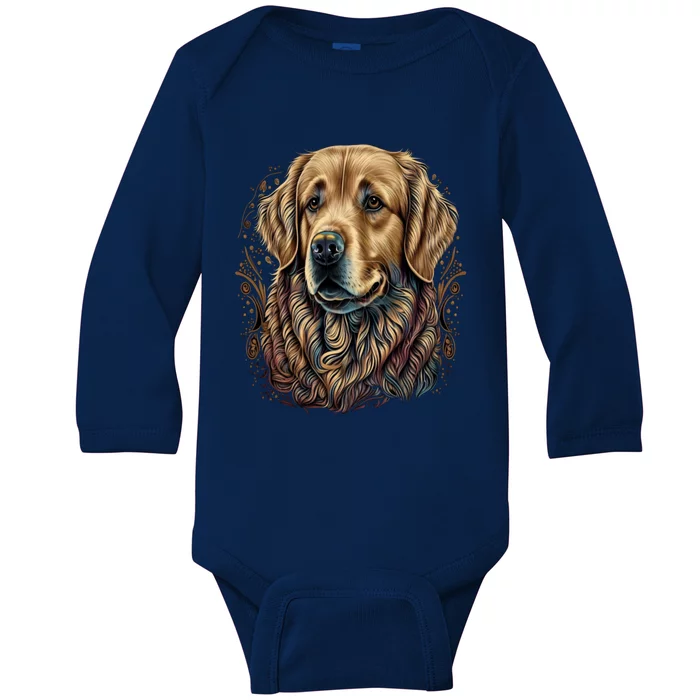 Dog Trainer Dala Art Golden Retriever Gift Baby Long Sleeve Bodysuit