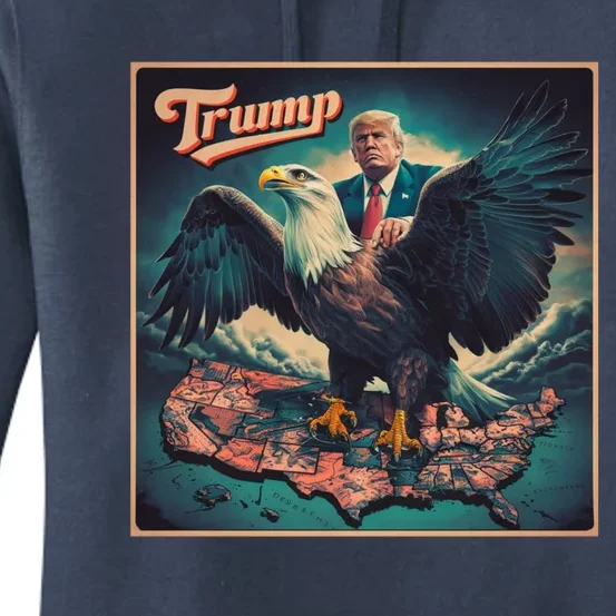 Donald Trump Eagle Usa President 2024 Retro Poster Graphic Gift Women's Pullover Hoodie