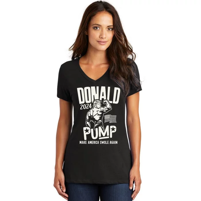 Donald Trump Election 2024 Donald Pump Make America Swale Again Women's V-Neck T-Shirt