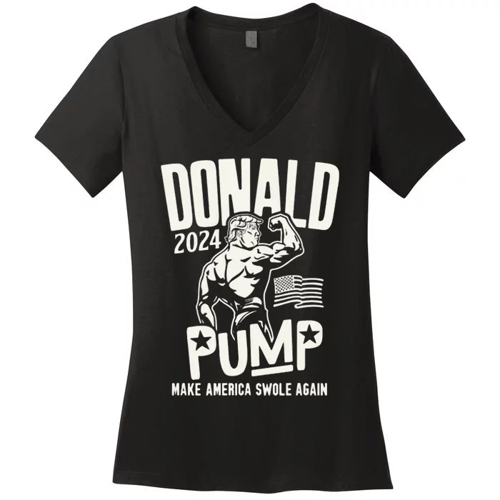 Donald Trump Election 2024 Donald Pump Make America Swale Again Women's V-Neck T-Shirt