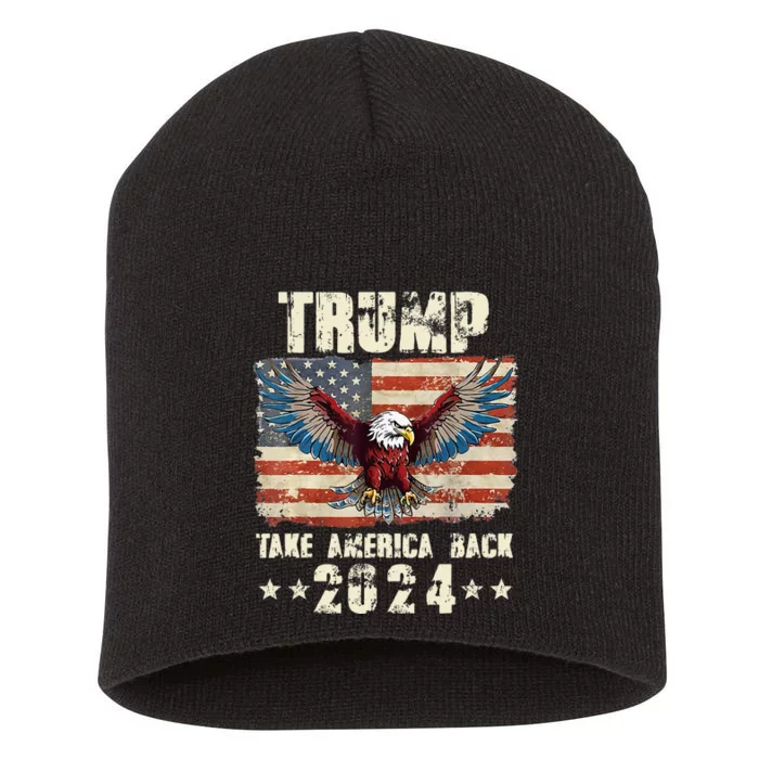 Donald Trump Eagle Usa President 2024 Take America Back Maga Short Acrylic Beanie