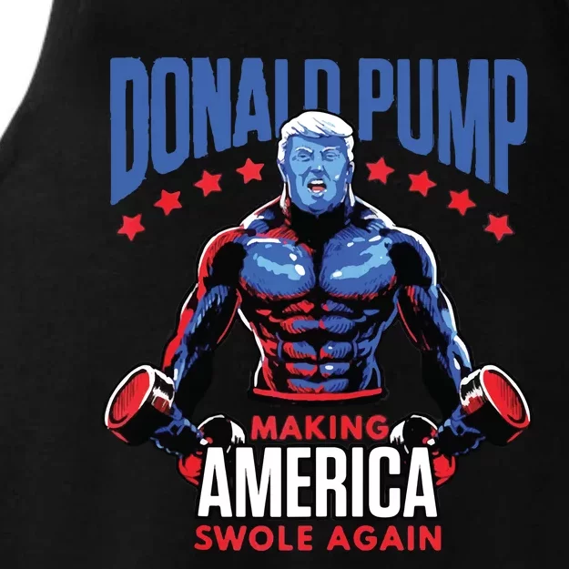 Donald Trump Election 2024 Donald Pump Make America Swole Again Ladies Tri-Blend Wicking Tank