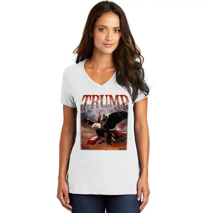 Donald Trump Eagle Usa President 2024 Women's V-Neck T-Shirt