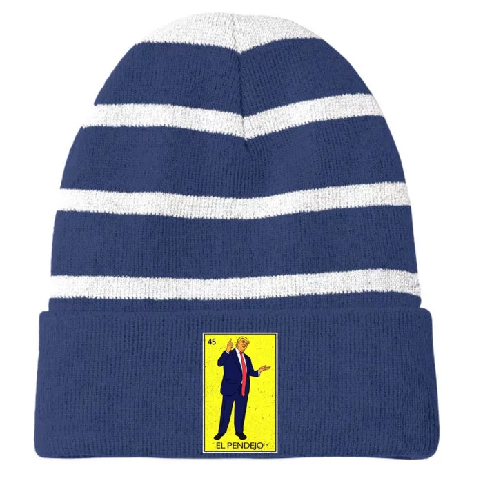 Donald Trump El Pendejo Striped Beanie with Solid Band