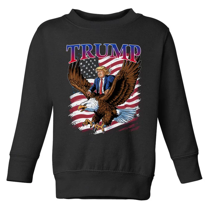 Donald Trump Eagle Usa President 2024 Take America Back Maga Toddler Sweatshirt