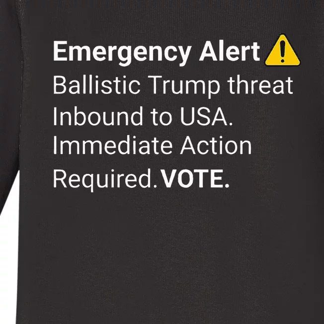 Dislike Trump Emergency Alert System Eas Alarm Voter 2024 Baby Long Sleeve Bodysuit