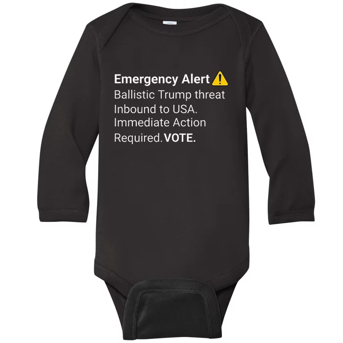 Dislike Trump Emergency Alert System Eas Alarm Voter 2024 Baby Long Sleeve Bodysuit