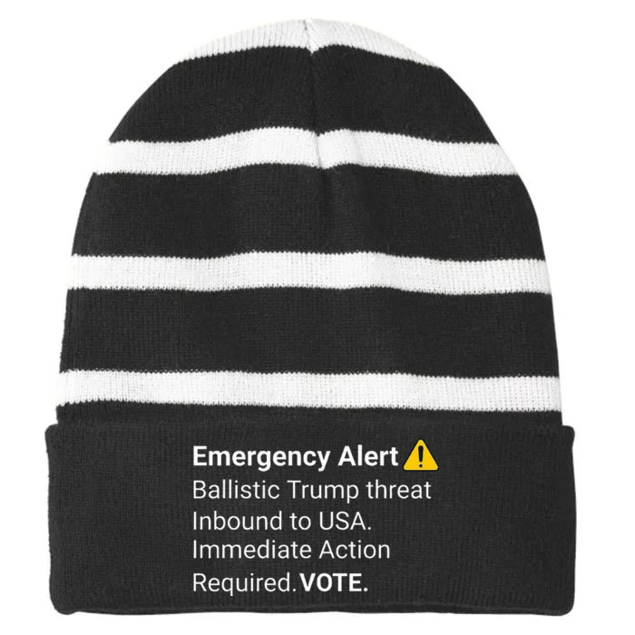 Dislike Trump Emergency Alert System Eas Alarm Voter 2024 Striped Beanie with Solid Band