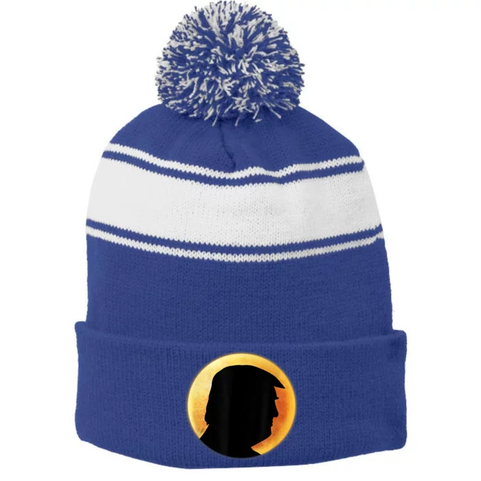 Donald Trump Eclipse Stripe Pom Pom Beanie