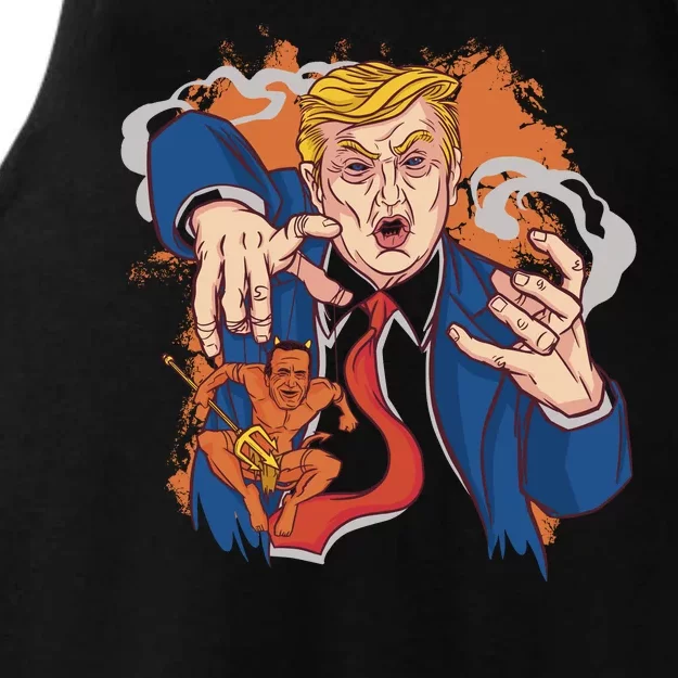 Donald Trump Evil Biden Ladies Tri-Blend Wicking Tank