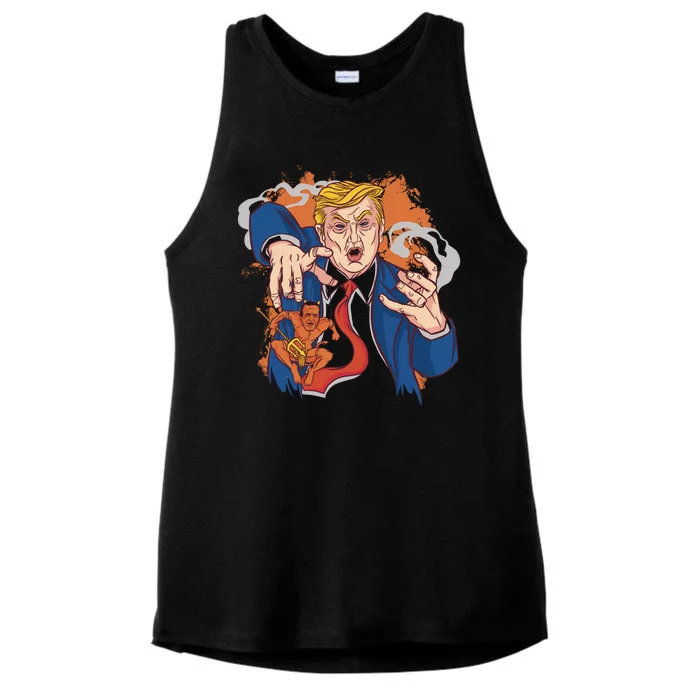 Donald Trump Evil Biden Ladies Tri-Blend Wicking Tank