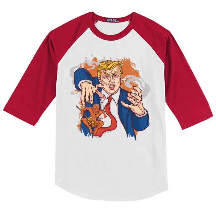 Donald Trump Evil Biden Kids Colorblock Raglan Jersey