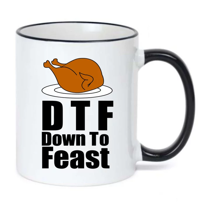 DTF Down To Feast Funny Thanksgiving Black Color Changing Mug