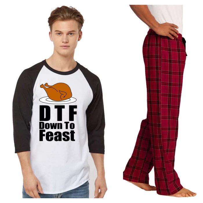 DTF Down To Feast Funny Thanksgiving Raglan Sleeve Pajama Set