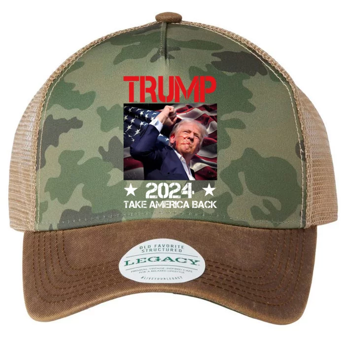 Donald Trump Fist Pump Take America Back 2024 Usa Legacy Tie Dye Trucker Hat