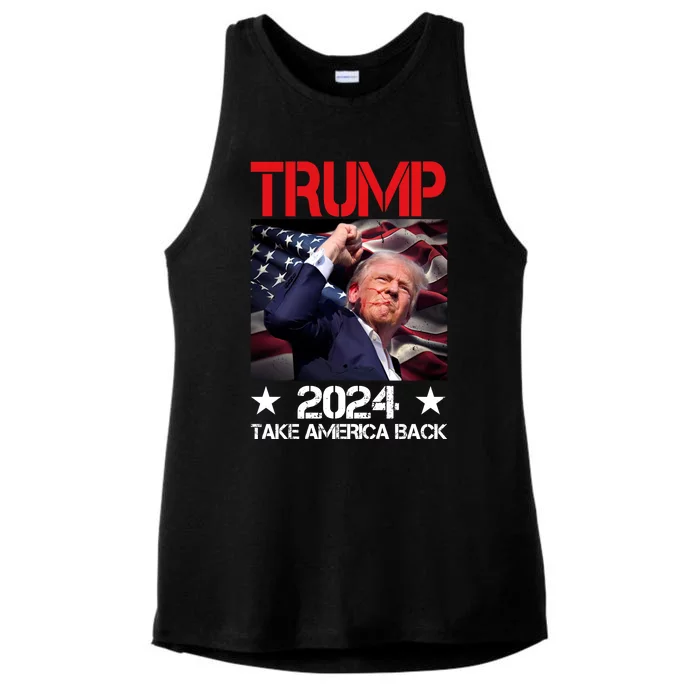 Donald Trump Fist Pump Take America Back 2024 Usa Ladies Tri-Blend Wicking Tank