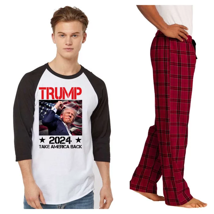 Donald Trump Fist Pump Take America Back 2024 Usa Raglan Sleeve Pajama Set