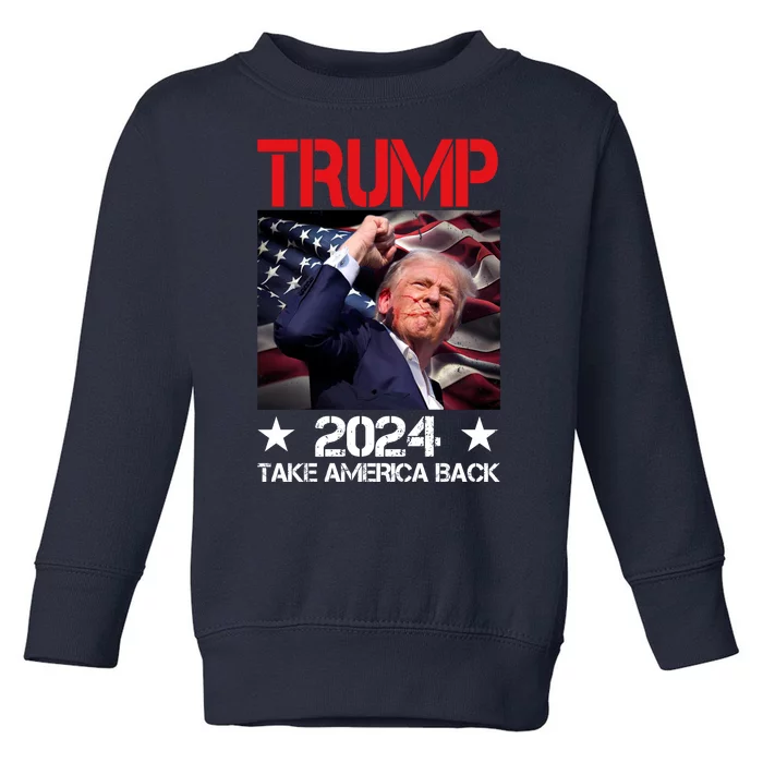 Donald Trump Fist Pump Take America Back 2024 Usa Toddler Sweatshirt