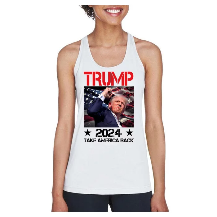 Donald Trump Fist Pump Take America Back 2024 Usa Women's Racerback Tank