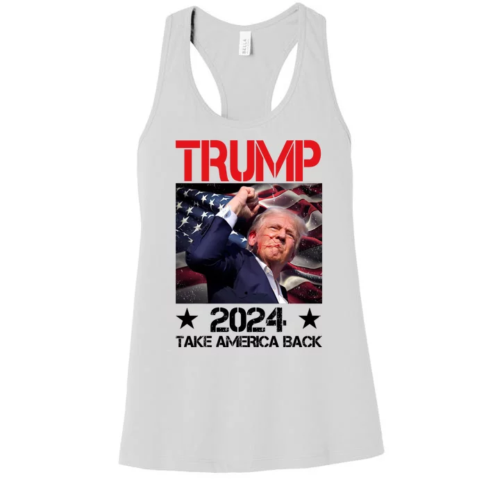 Donald Trump Fist Pump Take America Back 2024 Usa Women's Racerback Tank