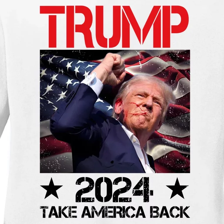 Donald Trump Fist Pump Take America Back 2024 Usa Ladies Long Sleeve Shirt