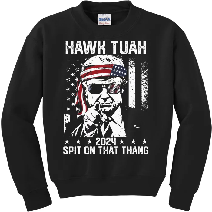 Donal Trump Funny Hawk Tush Spit On That Thang Kids Sweatshirt