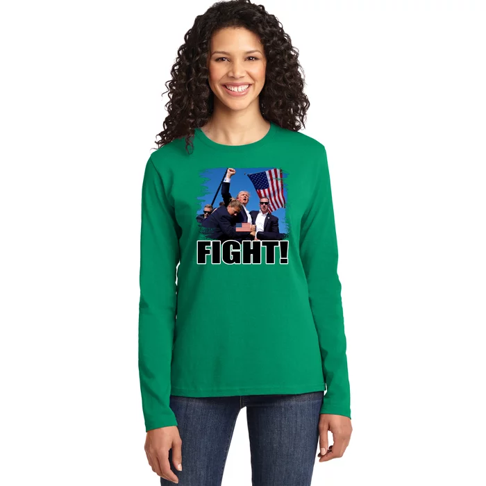 Donald Trump Fight Maga Make America Great Again Ladies Long Sleeve Shirt