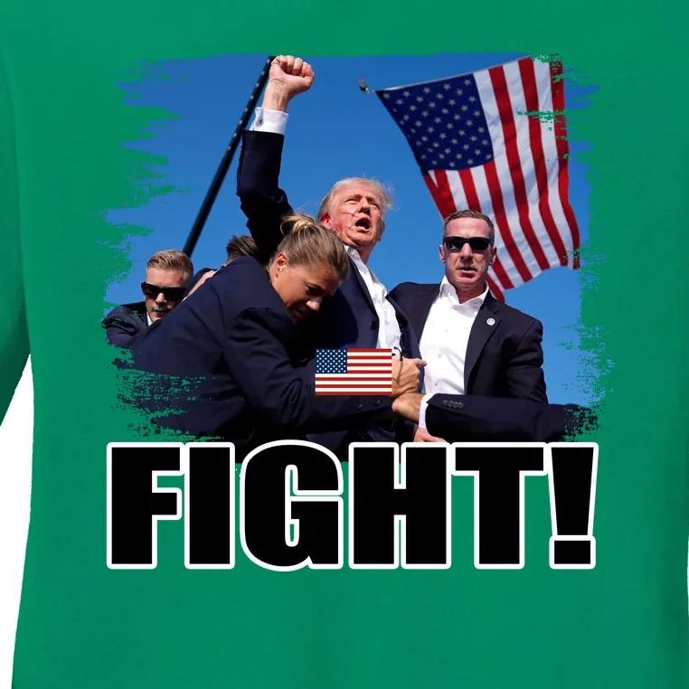 Donald Trump Fight Maga Make America Great Again Ladies Long Sleeve Shirt