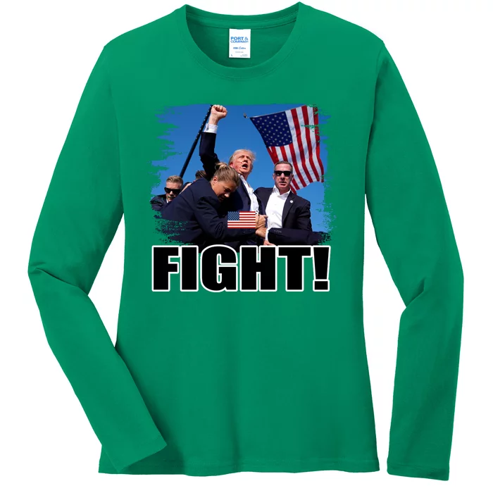 Donald Trump Fight Maga Make America Great Again Ladies Long Sleeve Shirt