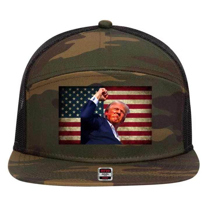 Donald Trump Field Attempt Fight For Freedom Meaningful Gift 7 Panel Mesh Trucker Snapback Hat