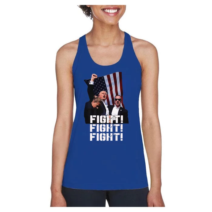 Donald Trump Fight Fighting Fighters Supporters Americans Women's Racerback Tank