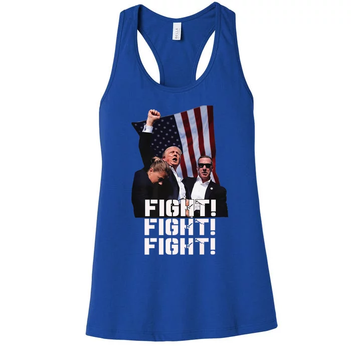 Donald Trump Fight Fighting Fighters Supporters Americans Women's Racerback Tank