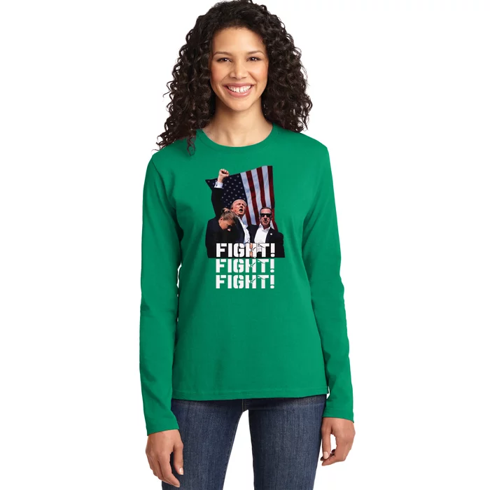 Donald Trump Fight Fighting Fighters Supporters Americans Ladies Long Sleeve Shirt