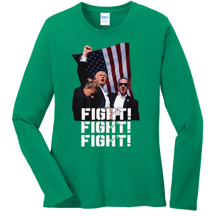 Donald Trump Fight Fighting Fighters Supporters Americans Ladies Long Sleeve Shirt