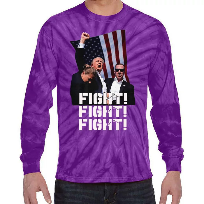 Donald Trump Fight Fighting Fighters Supporters Americans Tie-Dye Long Sleeve Shirt