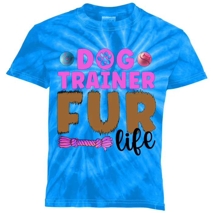 Dog Trainer Fur Life Dog Training Gift Kids Tie-Dye T-Shirt