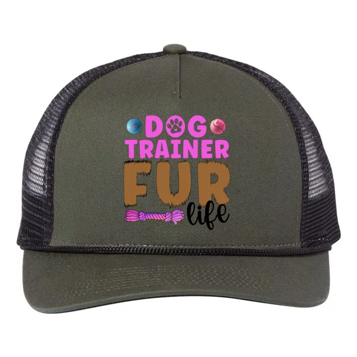 Dog Trainer Fur Life Dog Training Gift Retro Rope Trucker Hat Cap