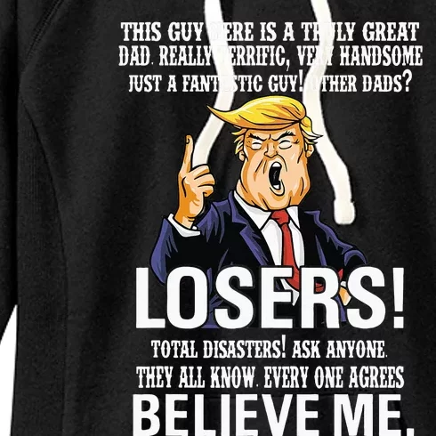 Donald Trump Fathers Day Great Dad Funny Trump 2024 Lovers Women's Fleece Hoodie